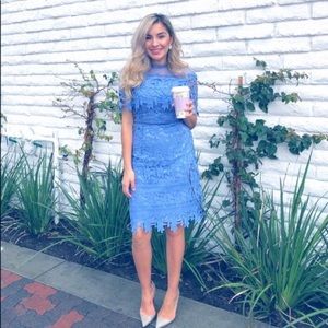 Chi Chi London Lace Dress - Cornflower Blue